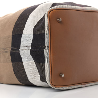 Burberry Canvas Mega Check Medium Ashby Hobo Saddle Brown 8 of 12