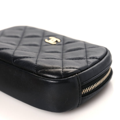 Chanel Lambskin Quilted Small Curvy Pouch Cosmetic Case Black 9 of 9