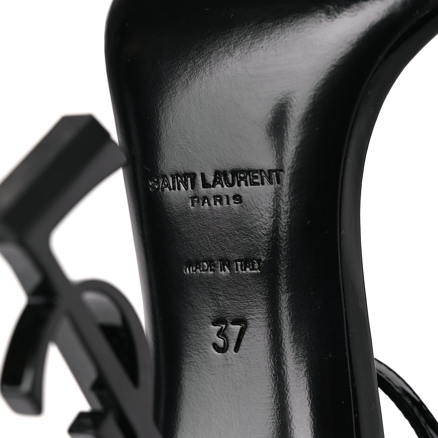 Saint Laurent Patent Calfskin Opyum 110 Sandals 37 Black 7 of 8