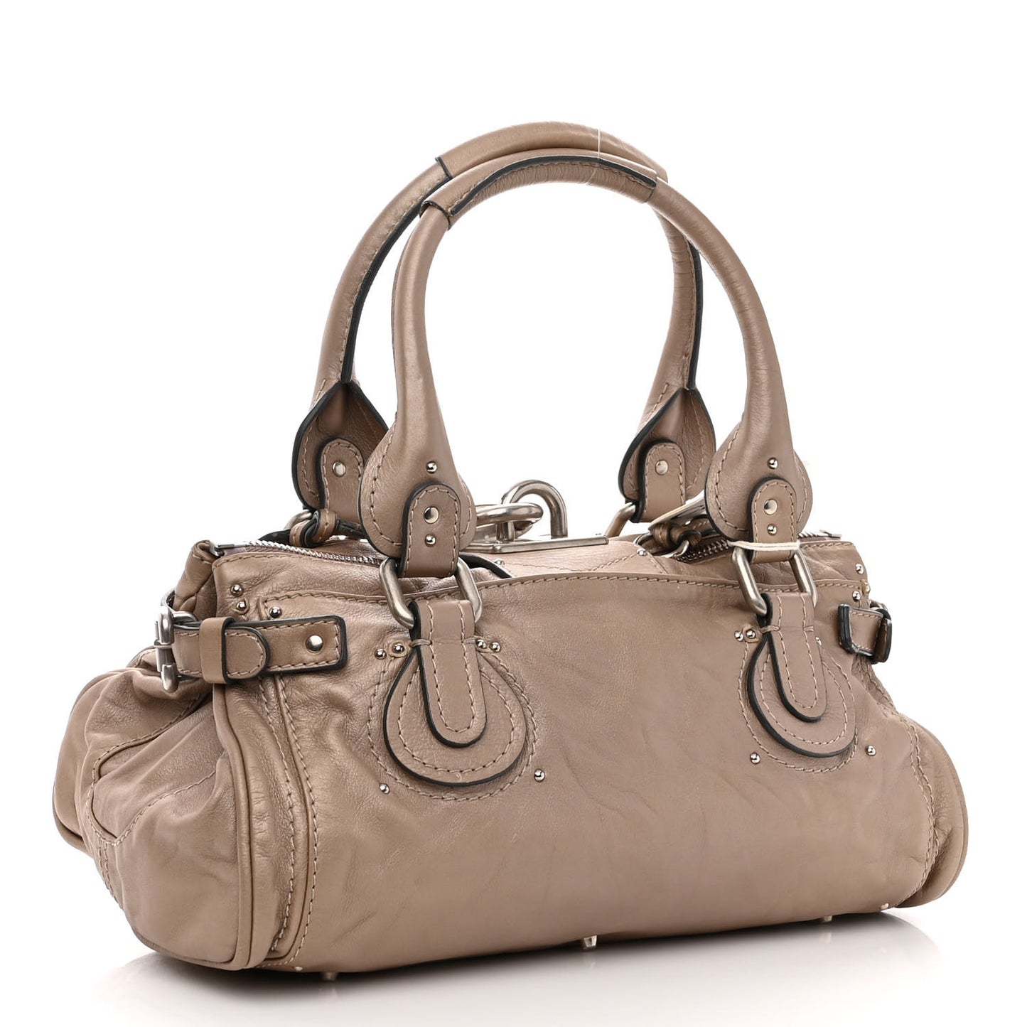 Metallic Calfskin Medium Paddington Satchel Argent