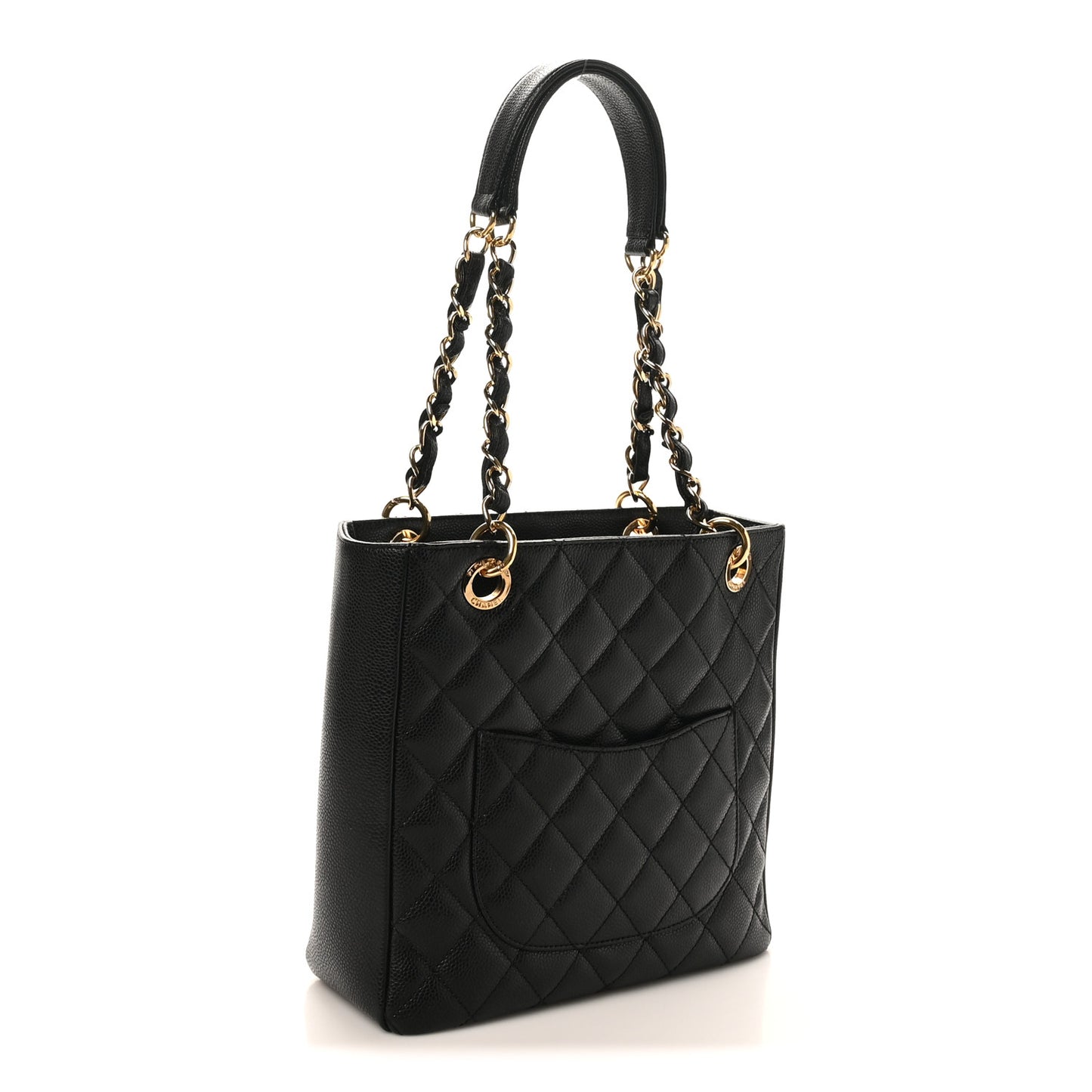Caviar Quilted Petit Shopping Tote PST Black