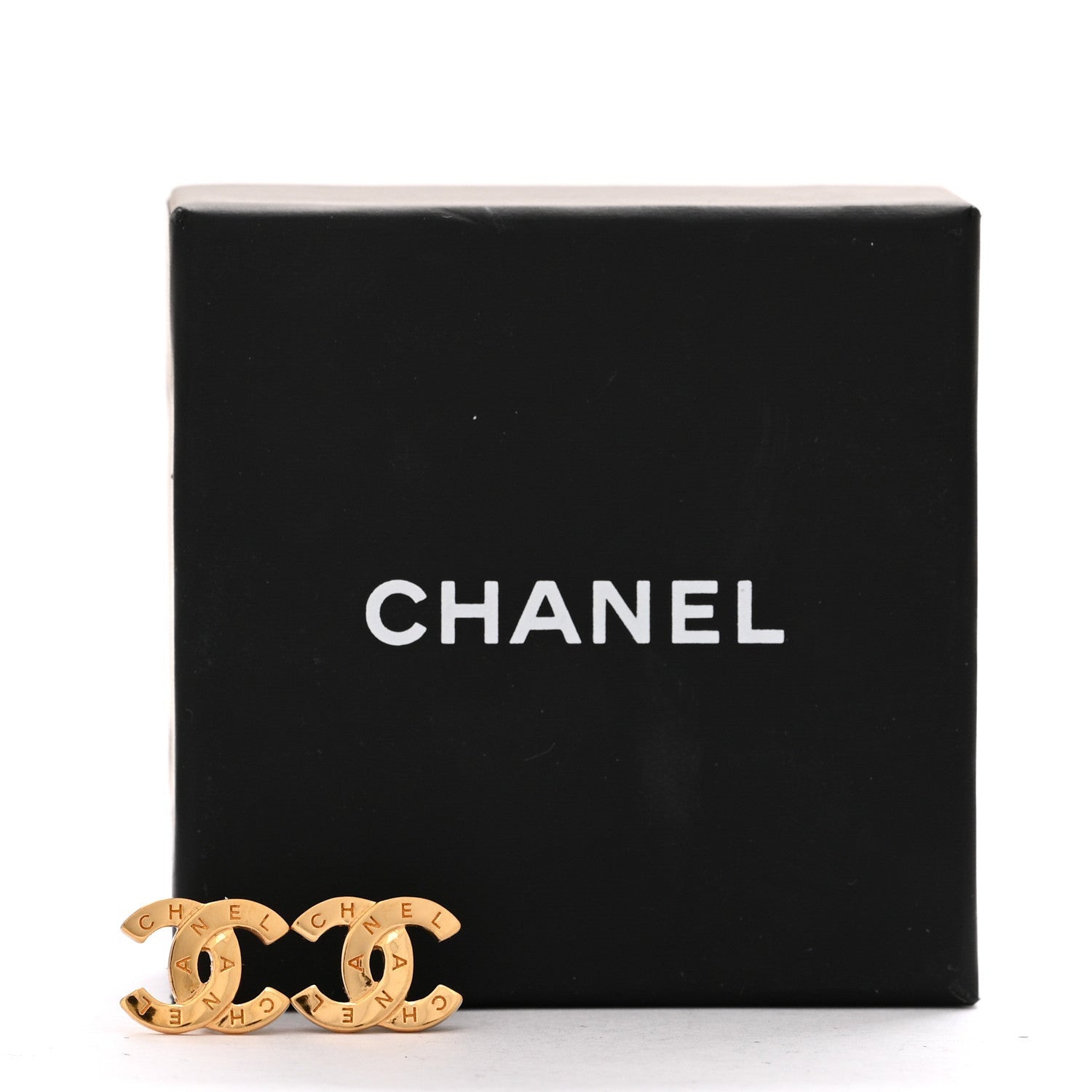 Chanel Metal CC Paris Button Stud Earrings Gold 7 of 7