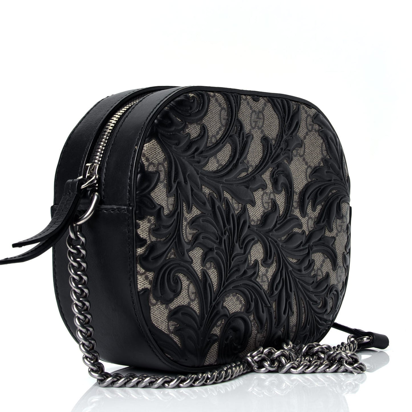 GG Supreme Monogram Arabesque Mini Chain Shoulder Bag Beige Black