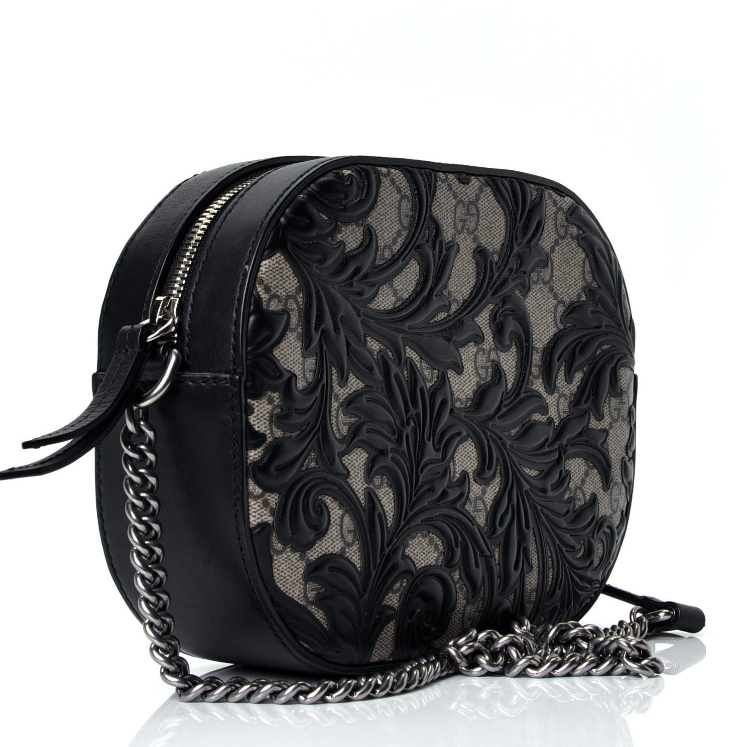Gucci GG Supreme Monogram Arabesque Mini Chain Shoulder Bag Beige Black 2 of 4