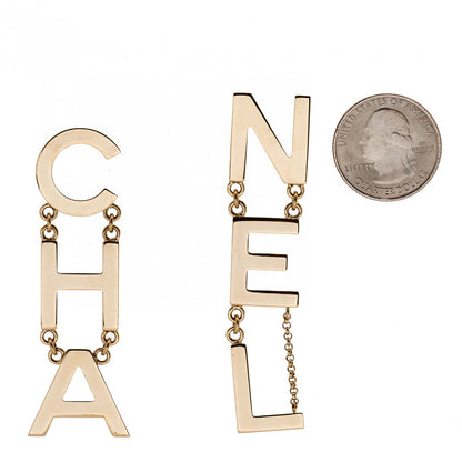 Chanel Metal Cha-Nel Logo Drop Earrings 2 of 5