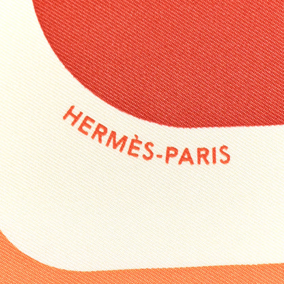 Hermes Silk Figures Libres Scarf 90 Orange Creme Noisette 2 of 11