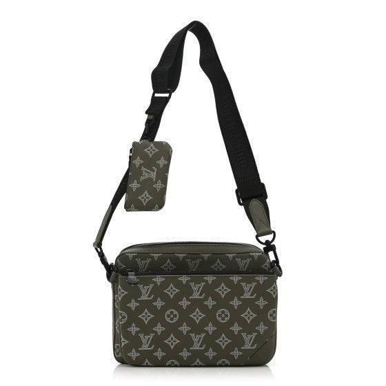 Monogram Shadow G65 Trio Messenger  Olive Green
