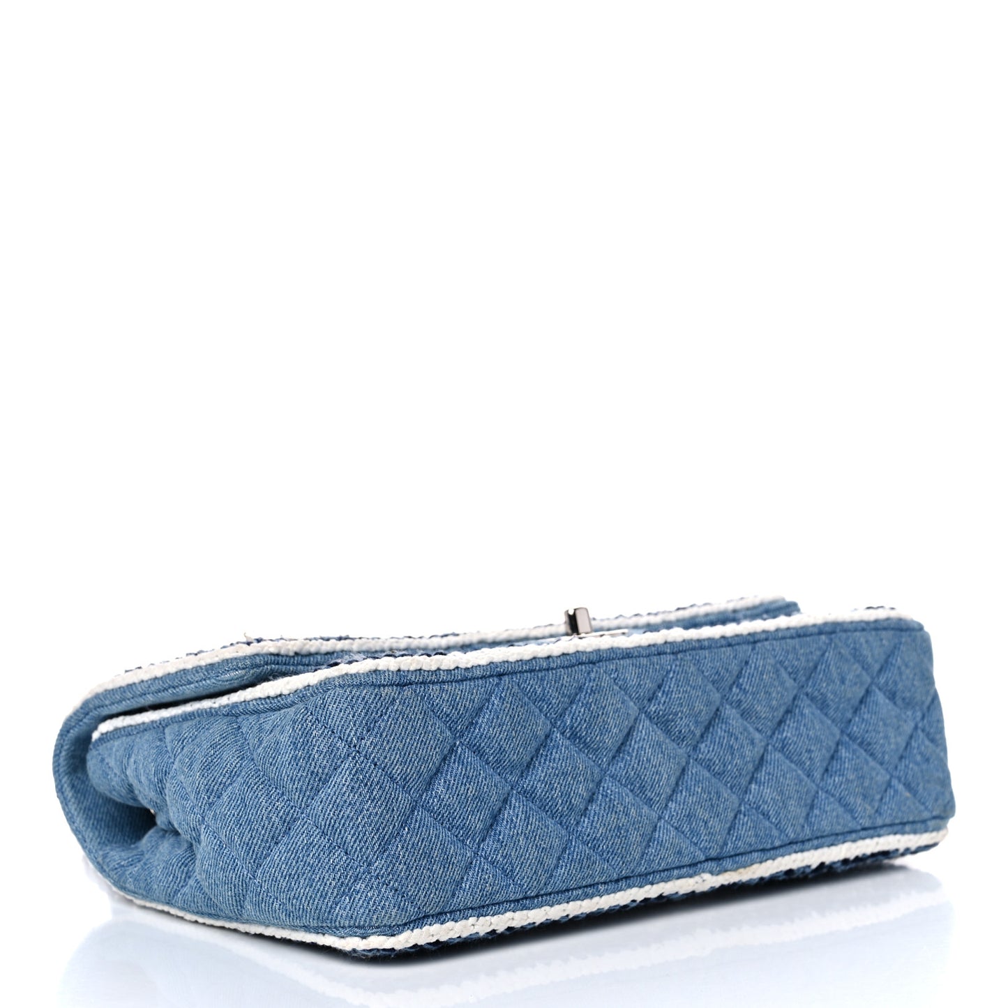 Denim Braided Medium Flap Bag Light Blue