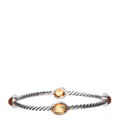David Yurman Sterling Silver Citrine Cable Station Bangle 1 of 5