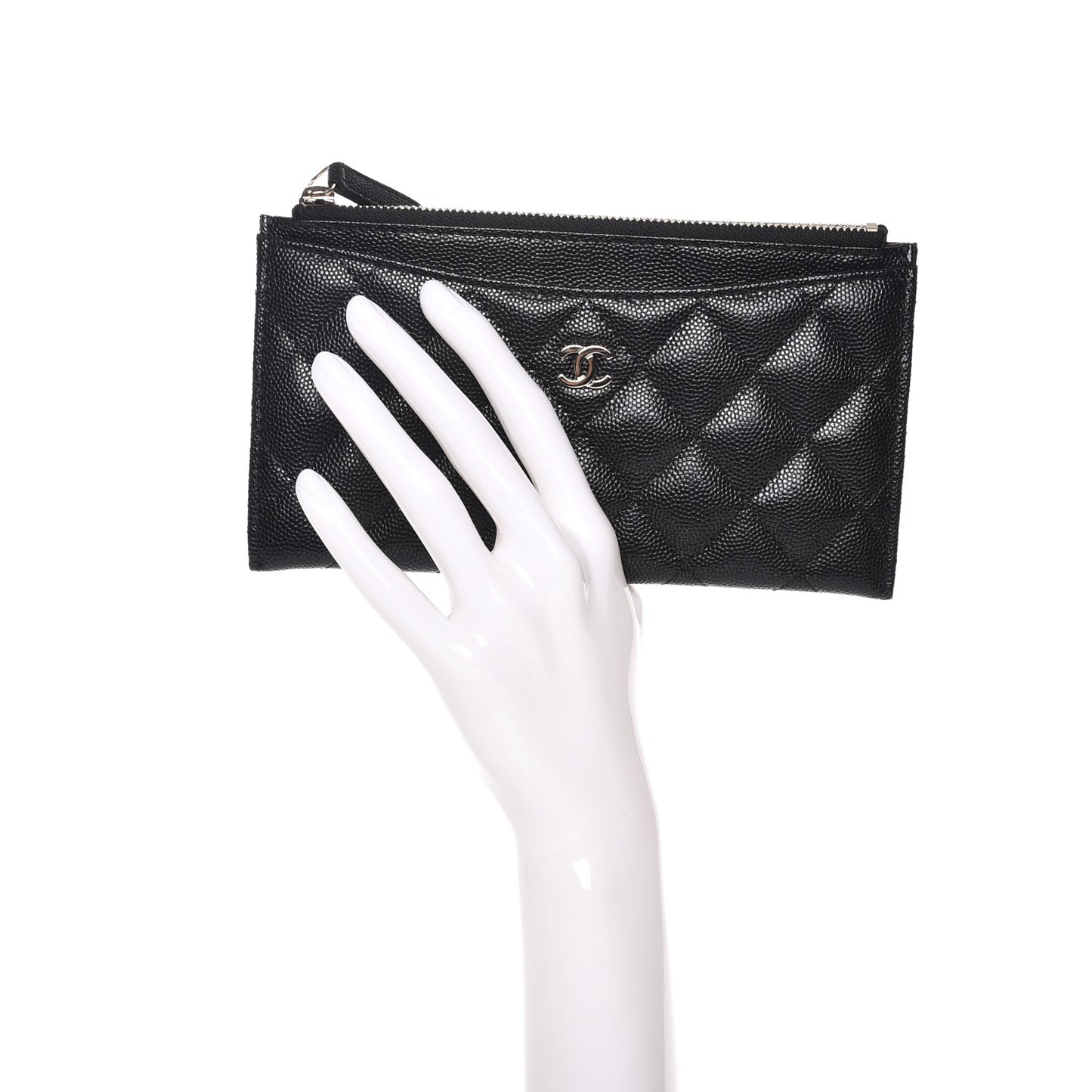 Caviar Quilted Classic Zip Pouch Black