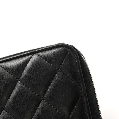Chanel Lambskin Quilted Large Gusset Zip Around Wallet Black 12 of 13