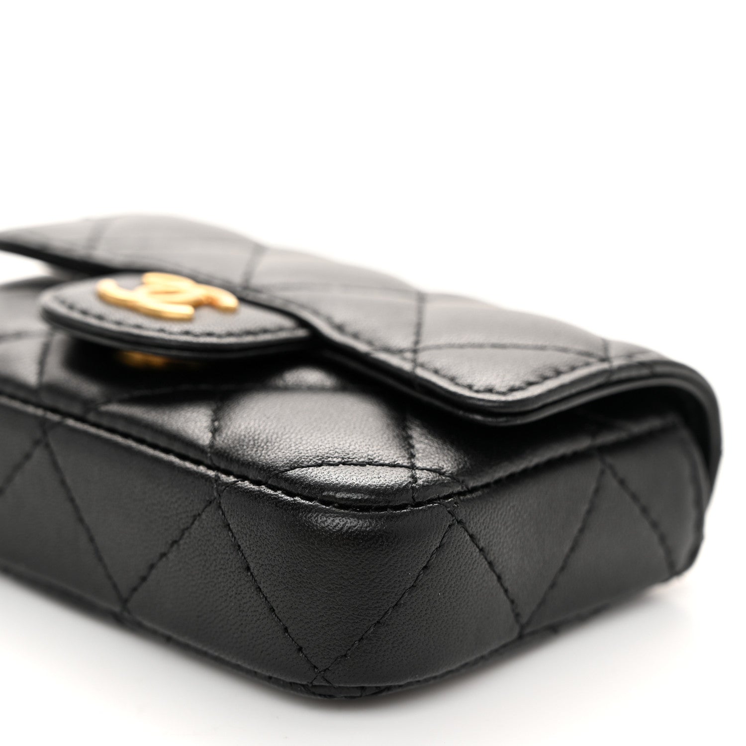 Chanel Lambskin Coco Enamel Quilted Mini Chain Belt Bag Black 11 of 11