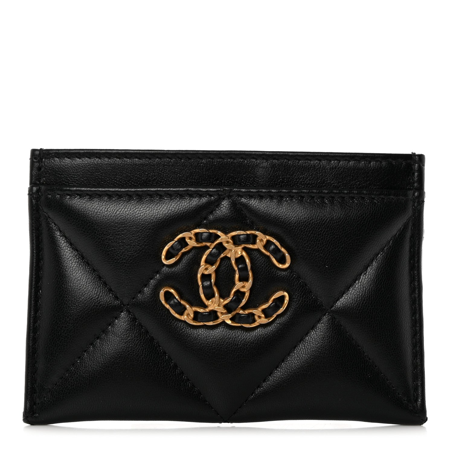 Chanel Lambskin Quilted Chanel 19 Card Holder Black 1 of 9