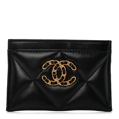 Chanel Lambskin Quilted Chanel 19 Card Holder Black 1 of 9
