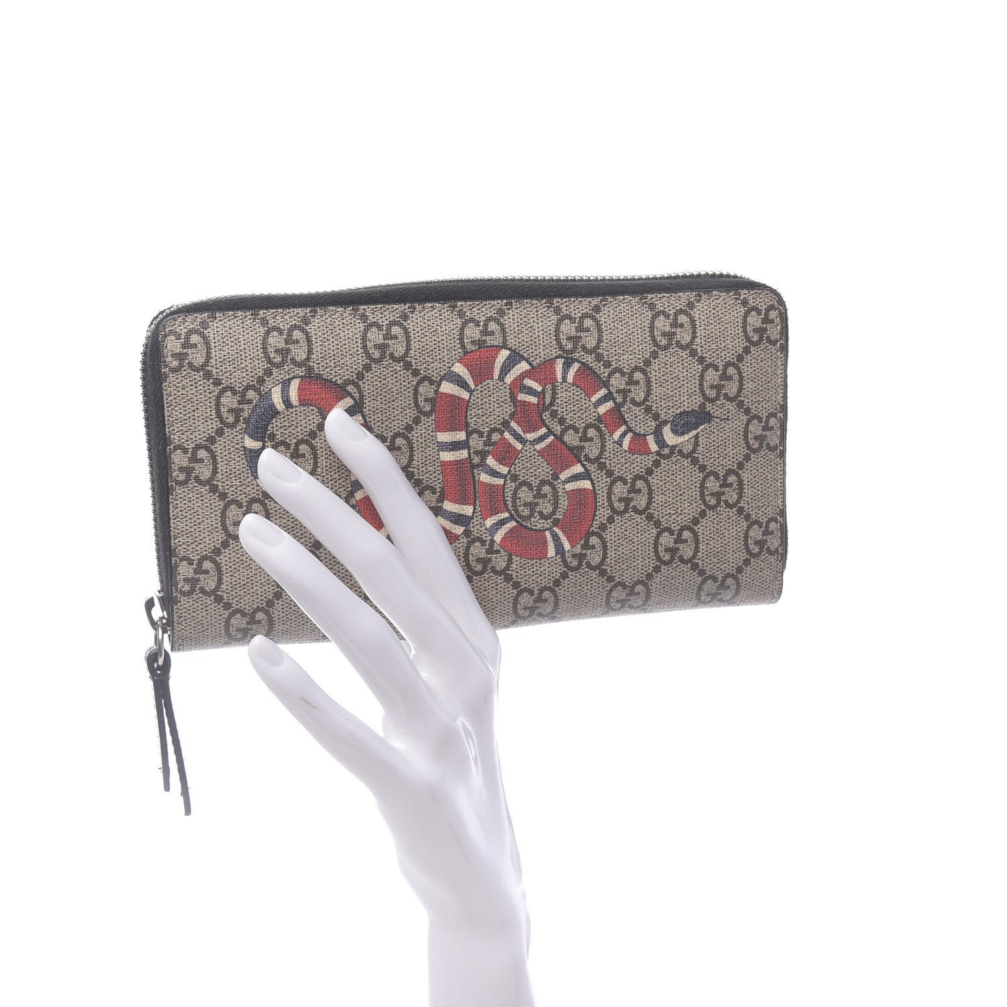 GG Supreme Monogram Kingsnake Zip Around Wallet Black