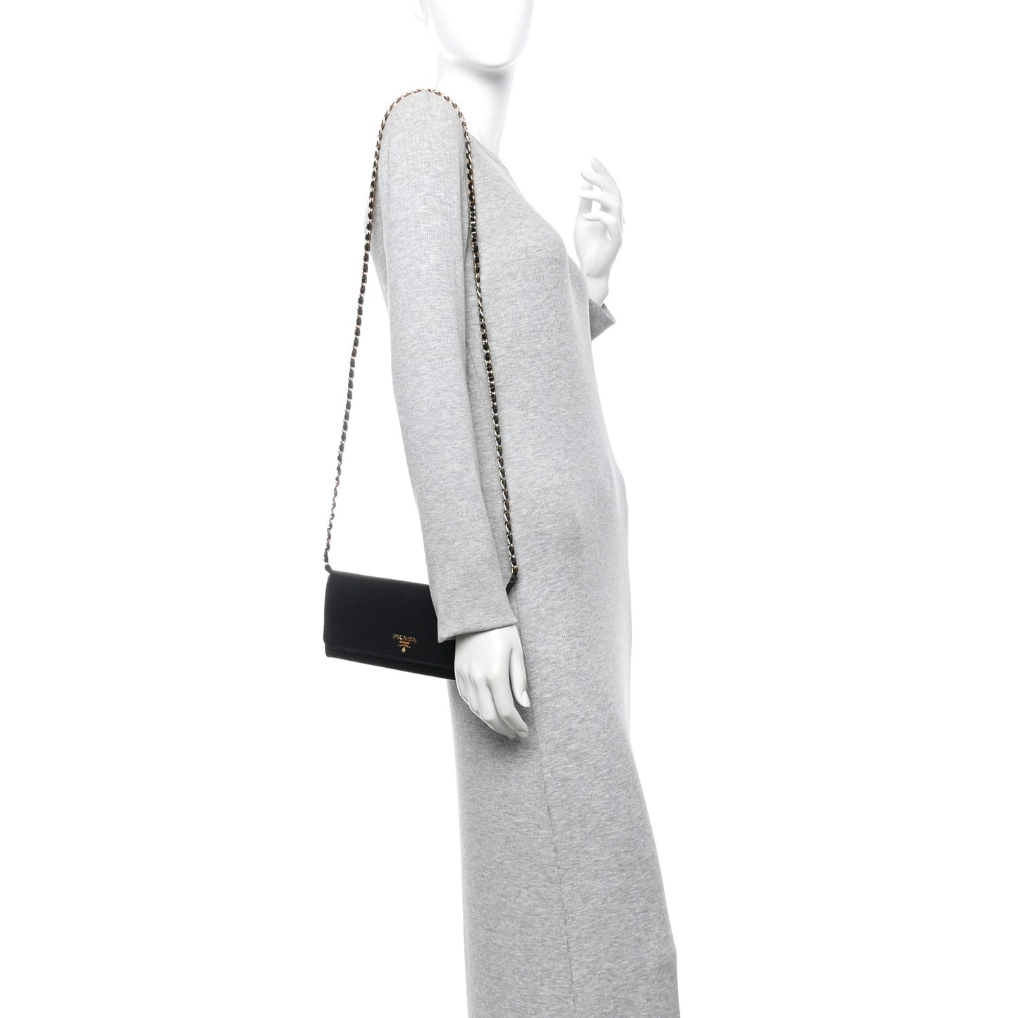 Vitello Move Metal Oro Chain Wallet Black