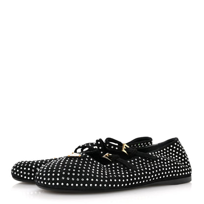 Prada Suede Crystal Ballerina Flats 39 Black 4 of 9