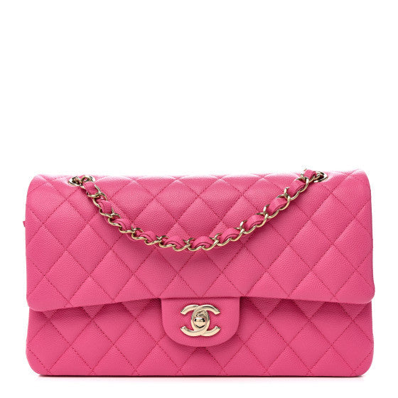 Caviar Quilted Medium Double Flap Pink