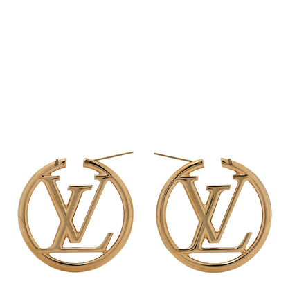 Louis Vuitton Metal Louise Hoop Earrings Gold 3 of 4
