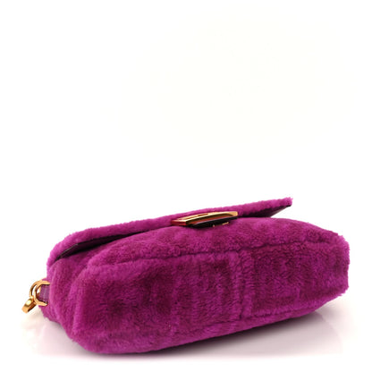Fendi Shearling Vitello Dolce Macro FF 1974 Baguette  Bouganville 3 of 8