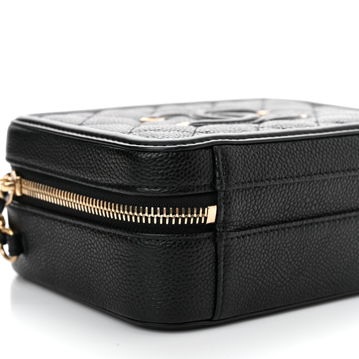 Caviar Quilted Small CC Filigree Vanity Case Black