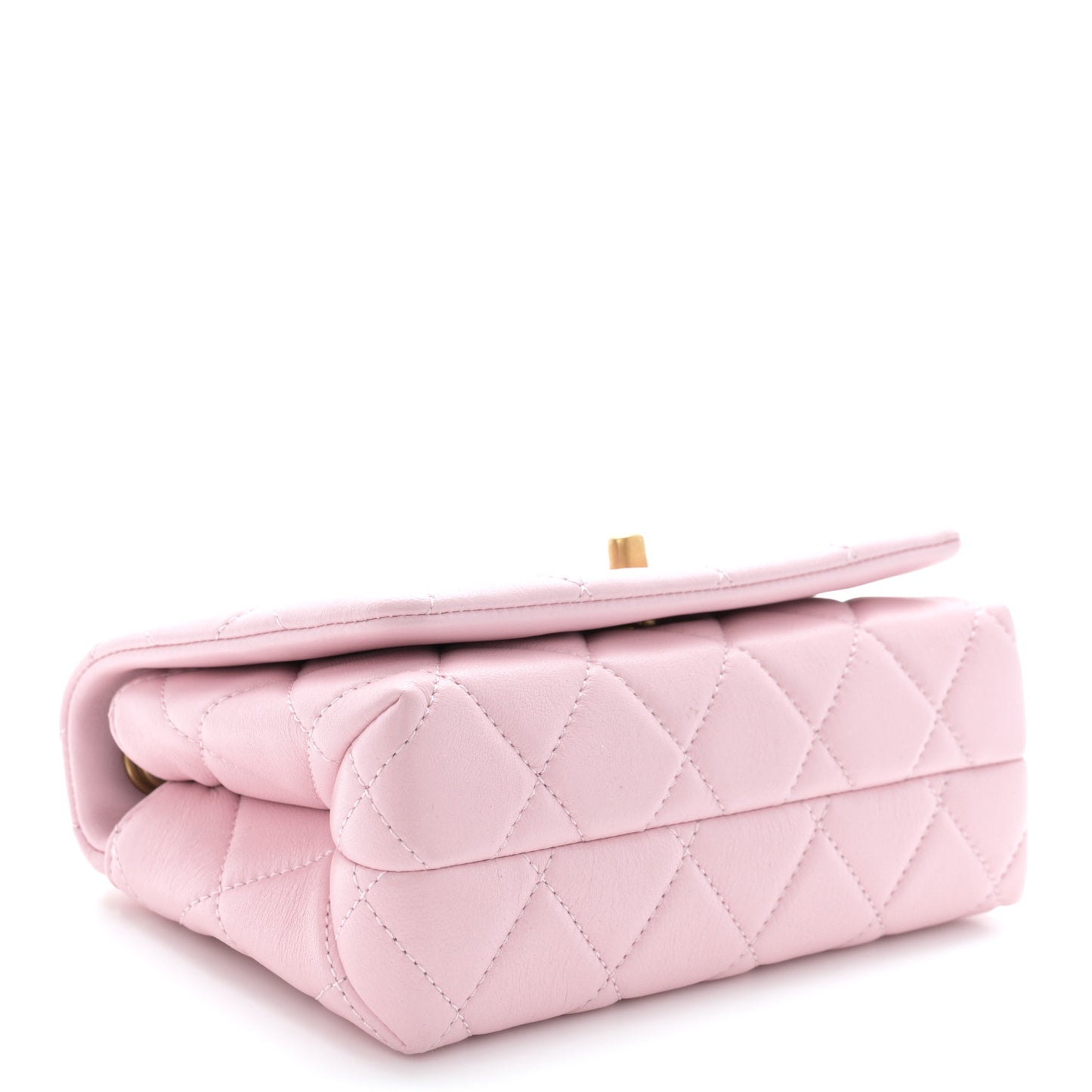 Shiny Lambskin Quilted Enamel CC Mini Flap Light Pink