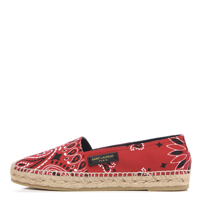 Saint Laurent Bandana Print Canvas Espadrilles 37.5 Red 1 of 9