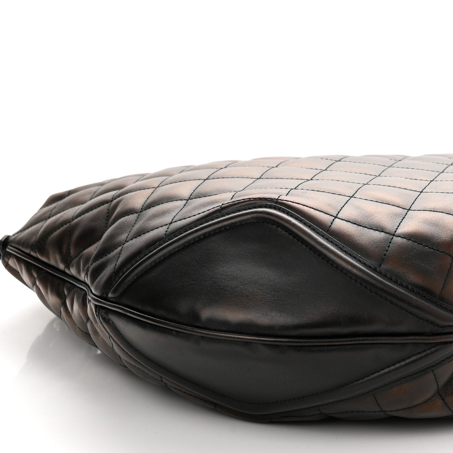 Metallic Calfskin Quilted Hoxton Hobo Bronze