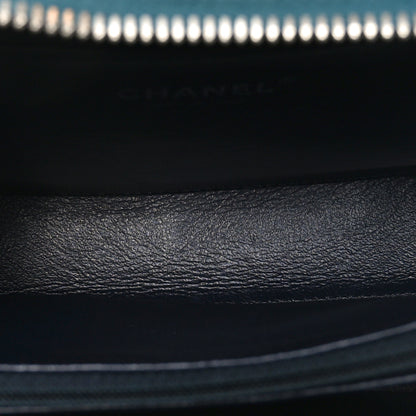 Chanel Iridescent Caviar Quilted Medium CC Filigree Vanity Case Dark Turquoise 6 of 11