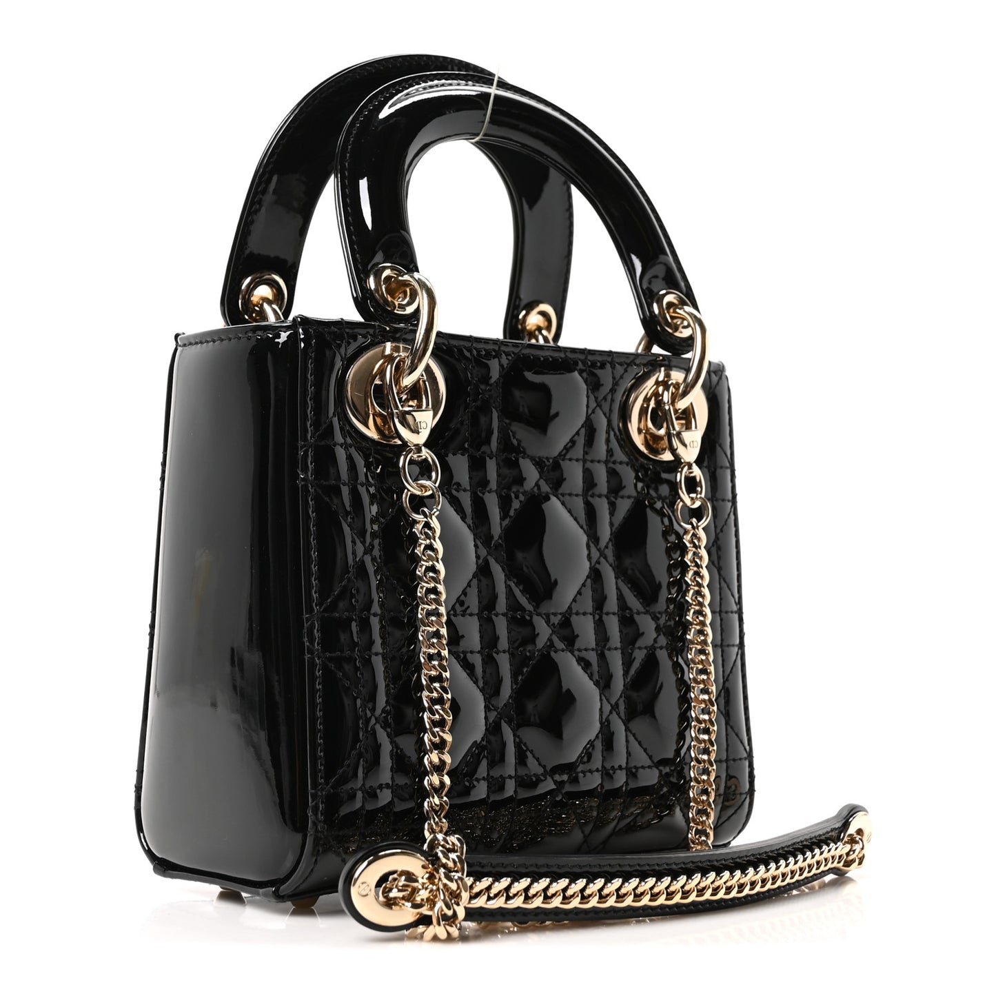 Patent Cannage Mini Lady Dior Black
