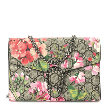 Gucci GG Supreme Monogram Blooms Mini Dionysus Chain Wallet Beige Multicolor Dry Rose 1 of 8