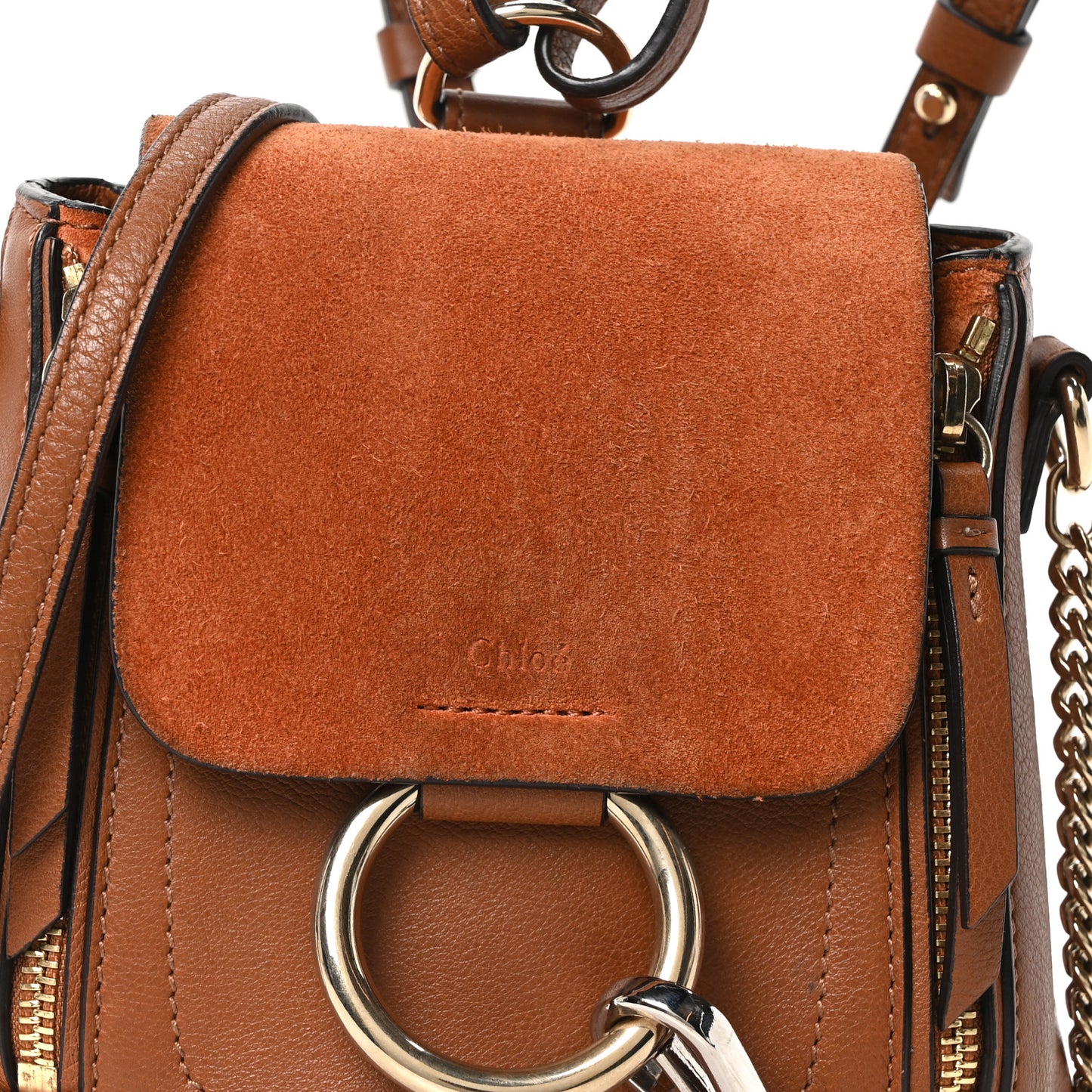 Suede Calfskin Mini Faye Backpack Tan