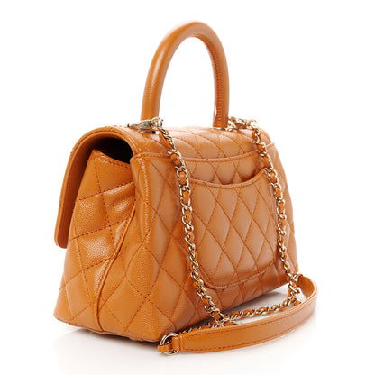 Chanel Caviar Quilted Mini Coco Handle Flap Light Brown 3 of 12