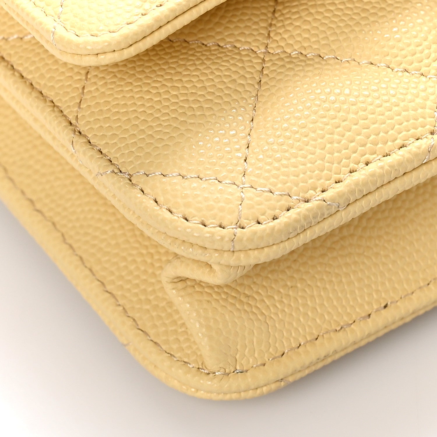 Chanel Caviar Quilted Wallet on Chain WOC Yellow 8 of 10