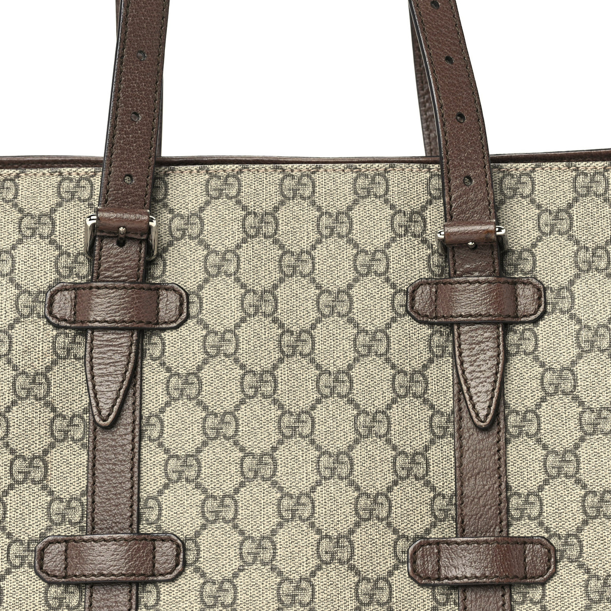 GG Supreme Monogram Textured Dollar Calfskin Small Detail Tote Beige Ebony New Acero