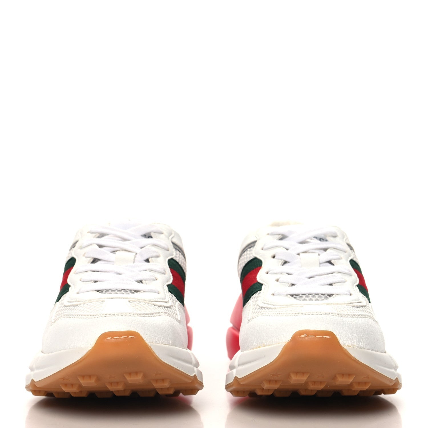 Gucci Lavaredo Eco Fabric Mesh Web Womens Rhyton Reflective Sneakers 35.5 Great White Green Red Silver 3 of 7