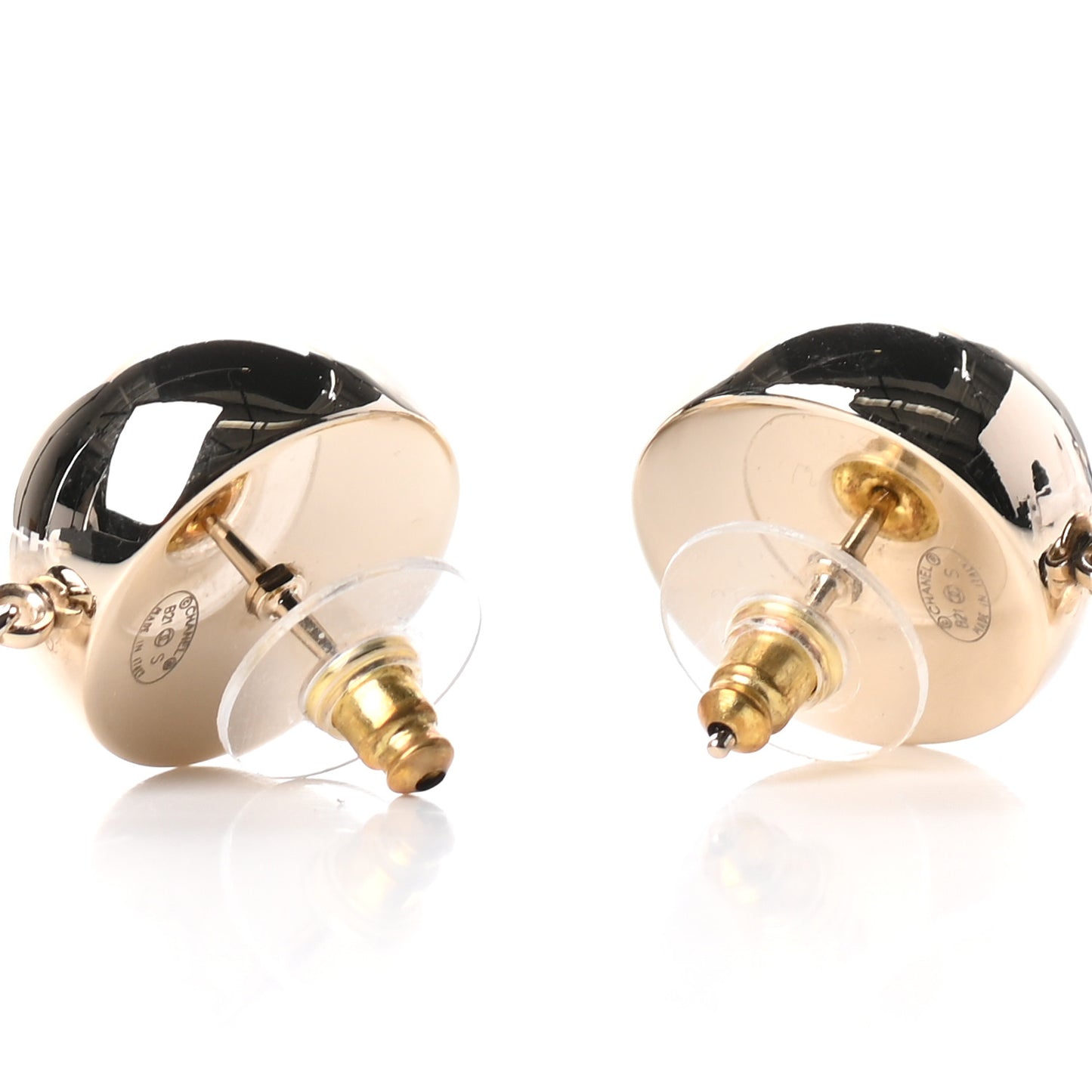 Metal CC Drop Earrings Gold