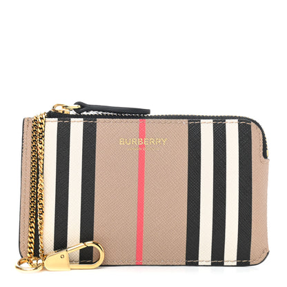 Burberry E-Canvas Calfskin Icon Stripe Zip Coin Case Archive Beige 1 of 6