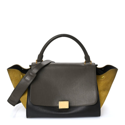 Celine CELINE Smooth Calfskin Suede Medium Tri-Color Trapeze Mustard  Mustard 1 of 8