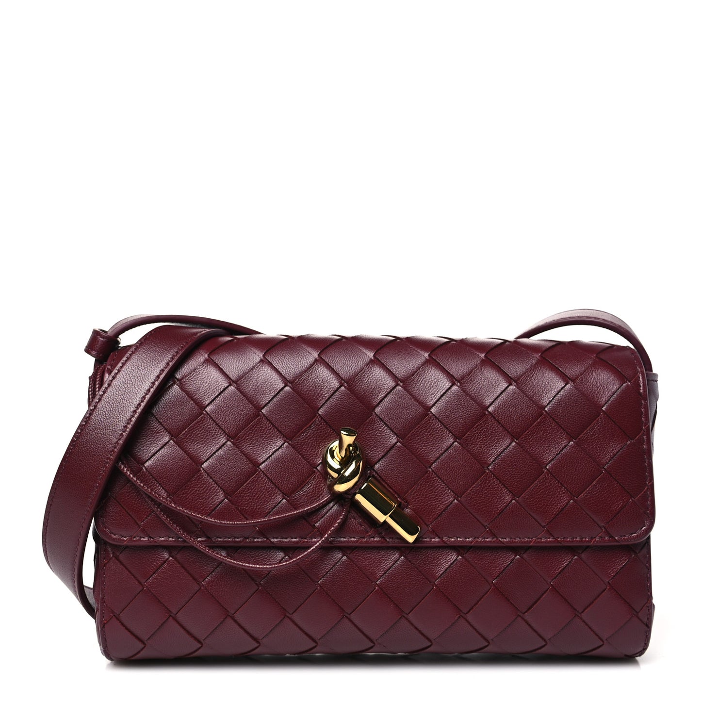 Nappa Intrecciato Mini Andiamo Crossbody Bag Barolo