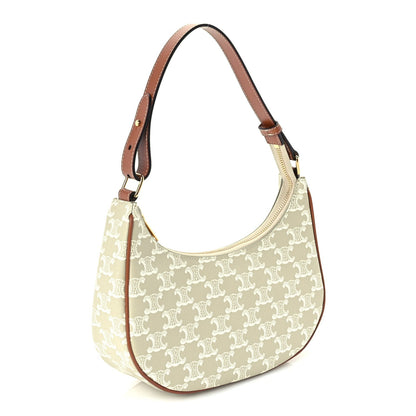 Celine Canvas Calfskin Ava Triomphe Shoulder Bag Grege 2 of 8