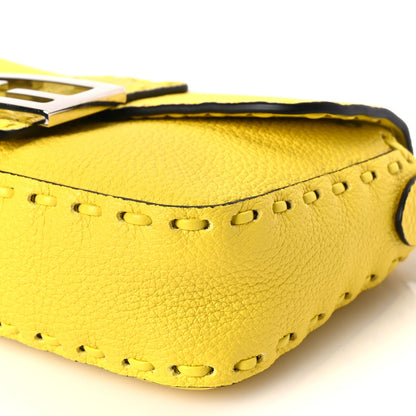 Fendi Cuoio Roma Sellerissima Nappa Sintetica Tape Stitch Mini Baguette Acid Yellow 8 of 8