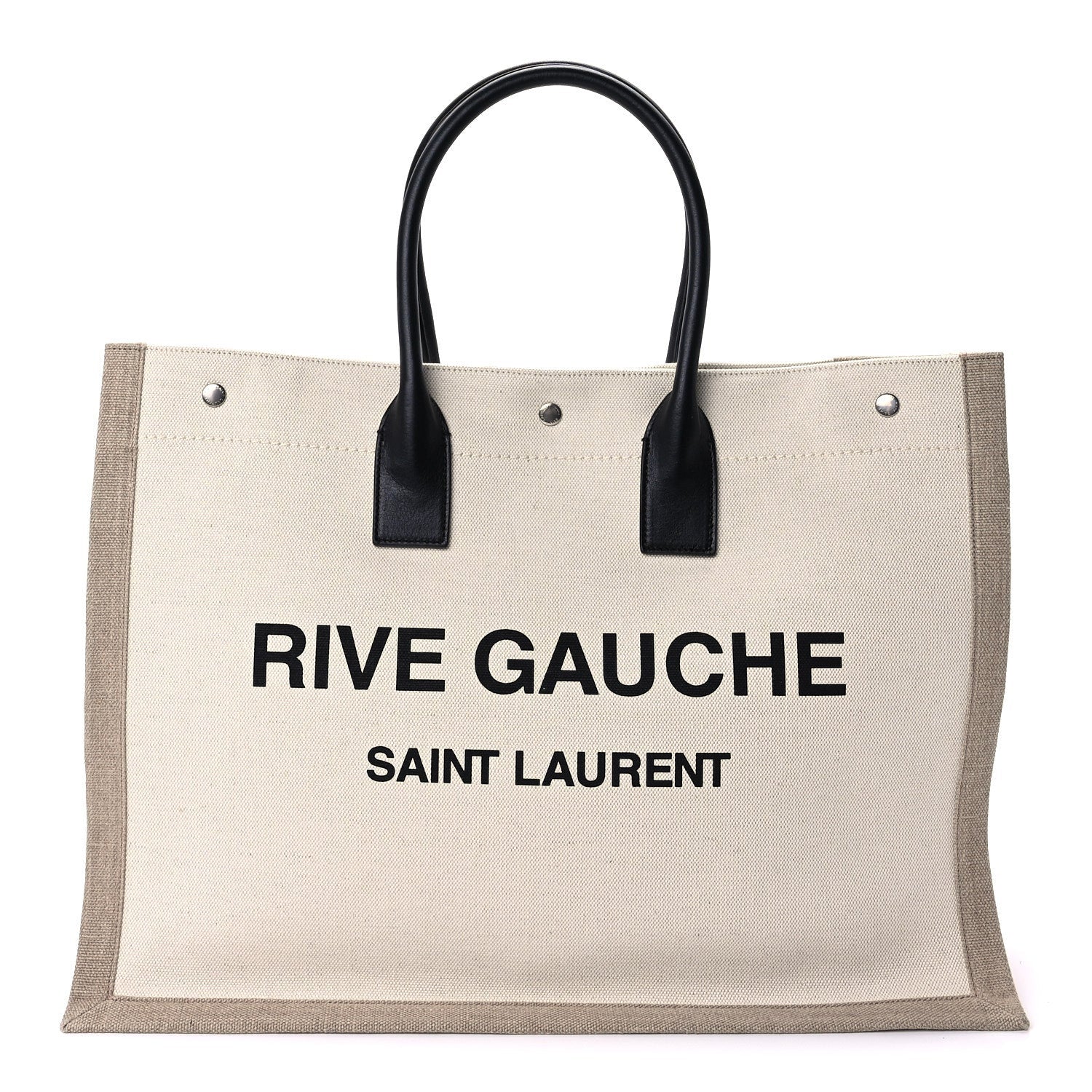 Saint Laurent Linen Calfskin Rive Gauche Tote Optic White 1 of 8
