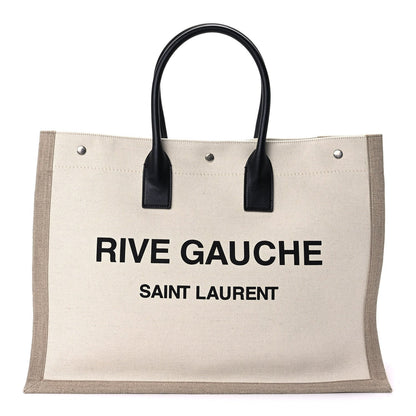 Saint Laurent Linen Calfskin Rive Gauche Tote Optic White 1 of 8