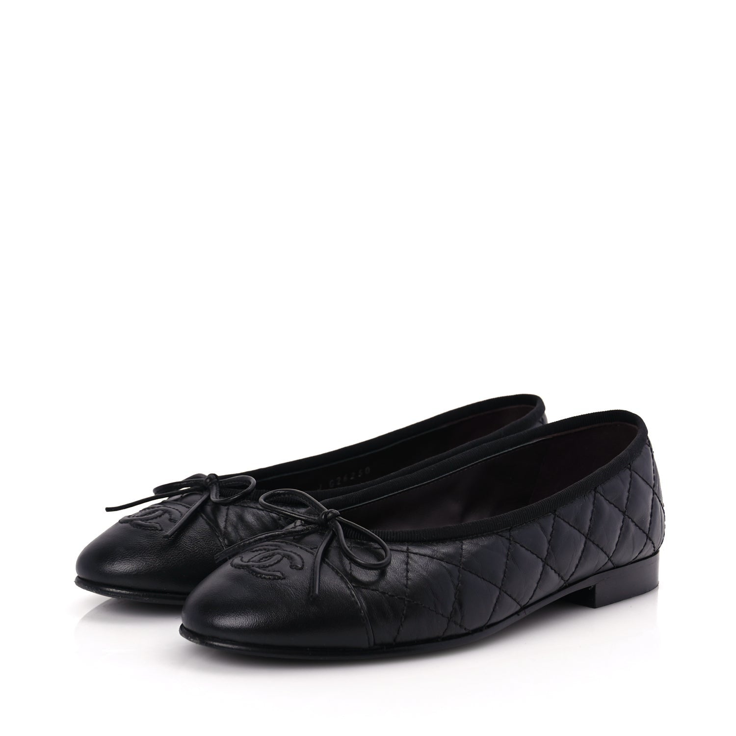Chanel Aged Calfskin Quilted CC Cap Toe Ballerina Flats 36 Black 2 of 9