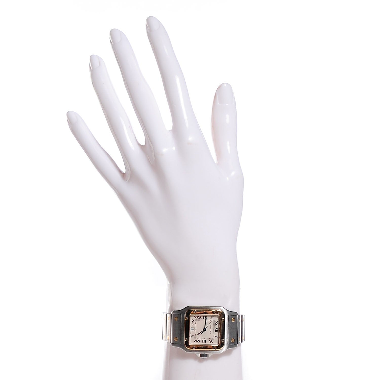 Cartier Stainless Steel 18K Yellow Gold 29mm Santos De Galbee Quartz Watch 9 of 15