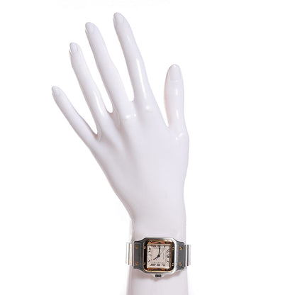 Cartier Stainless Steel 18K Yellow Gold 29mm Santos De Galbee Quartz Watch 9 of 15