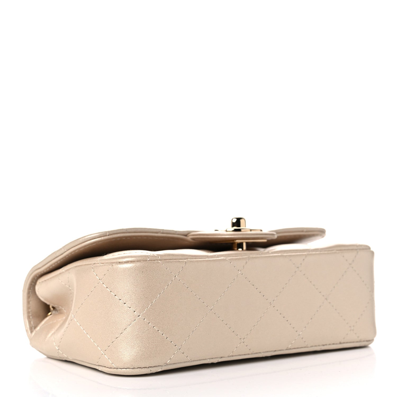 Chanel Metallic Lambskin Quilted Extra Mini V For Victory Flap Light Gold 6 of 21