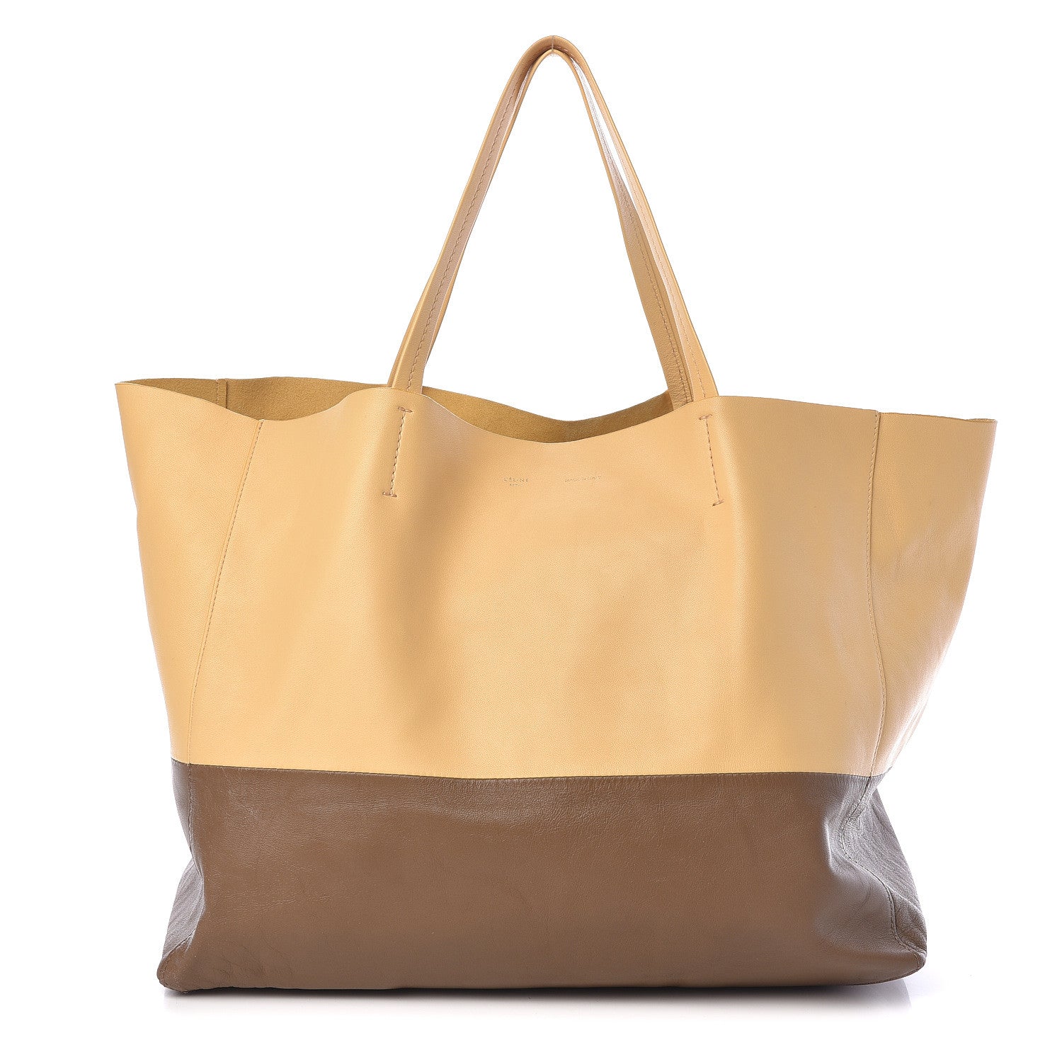 Celine Lambskin Horizontal Bi-Color Cabas Butter 1 of 9