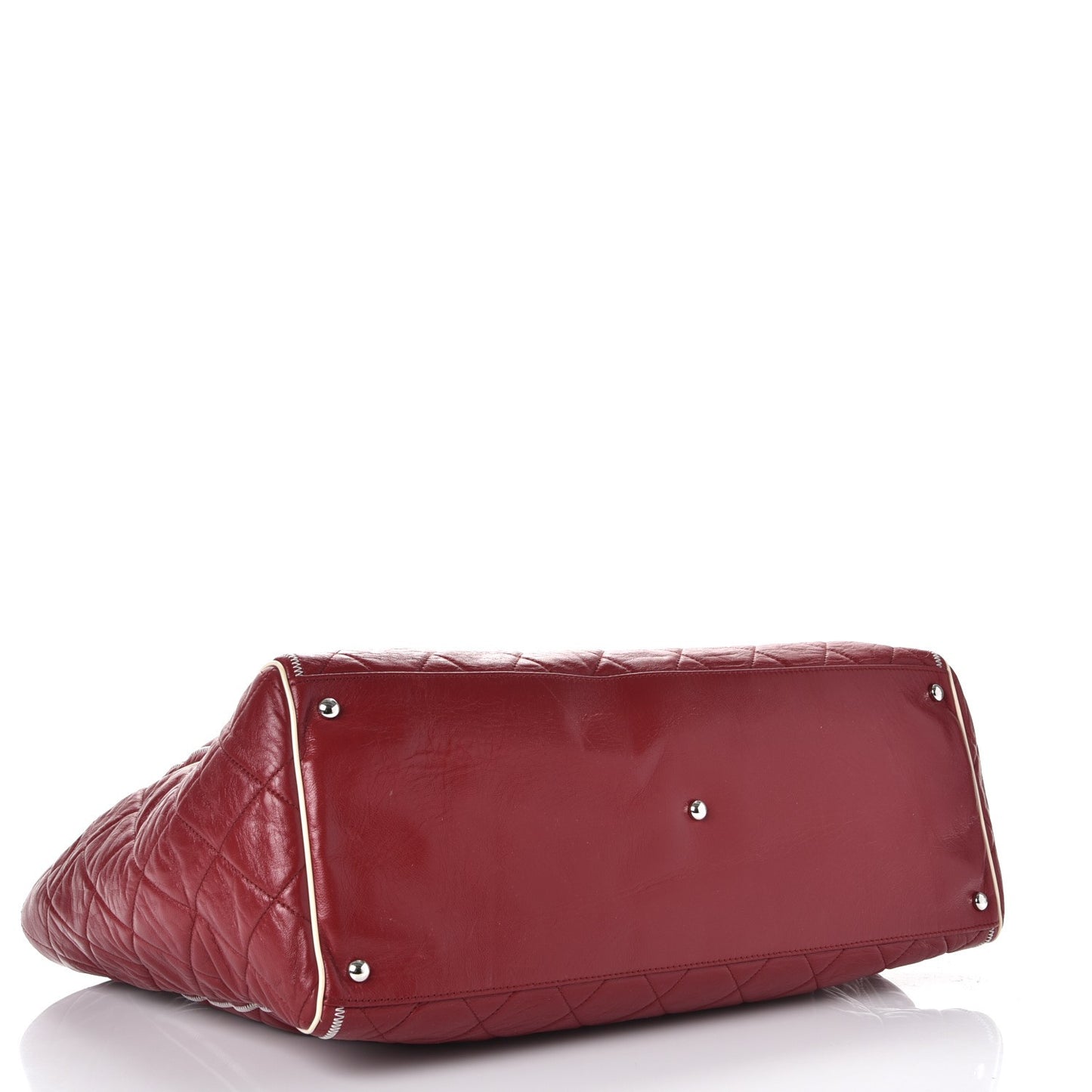 Lambskin Quilted East West Large Tote Red